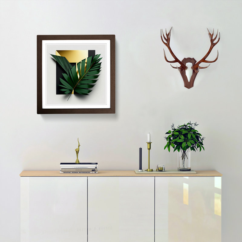 Palm Leaf Suprematism - Framed Print, Walnut