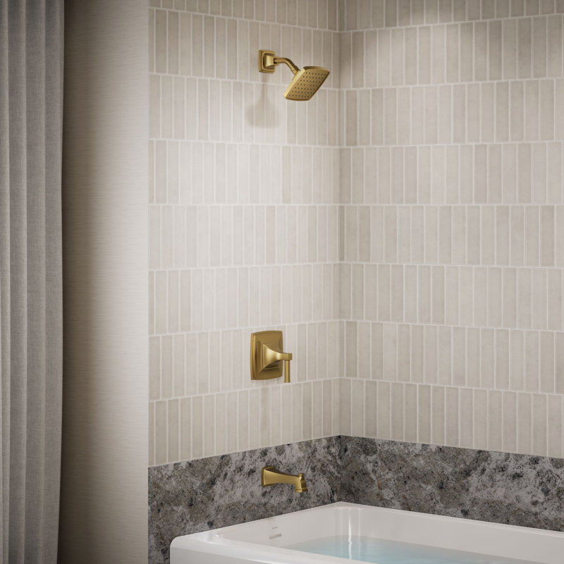 Riff Bath and Shower Faucet Trim, Vibrant Brushed Moderne Brass
