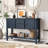 46'' Solid Wood Sideboard Console Table with 2 Drawers, Cabinets, and Bottom Shelf for Versatile Storage and Retro Style