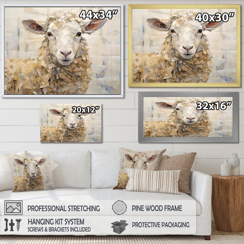Moutons abstraits broutant II, Cadre flottant noir, H 24 po x l 32 po x P 1 po
