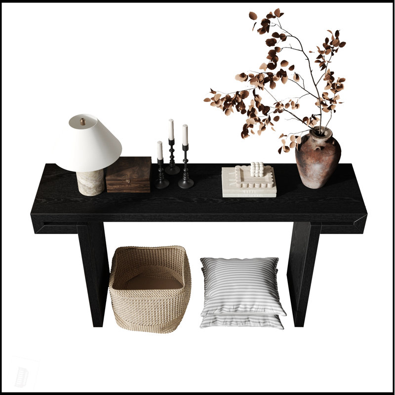 60-Inch Rustic Farmhouse Console Table, Distressed Wood Finish For Entryway And Living Room, Hallway, Black