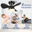 24" Flush Mount Ceiling Fan with Dimmable LED Light, 3 Reversible Blades, 6 Speeds, Remote Control, Modern Low Profile Ceiling Fan for Bedroom, Living Room, Kitchen & Low Ceilings-1655886993