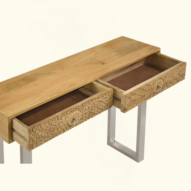 Harmony Natural And Silver 2-Drawer Console Table
