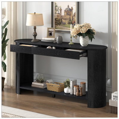 Console à 3 tiroirs, table d'entrée de ferme avec tablette, conception semi-circulaire pour le salon, le couloir, le vestibule