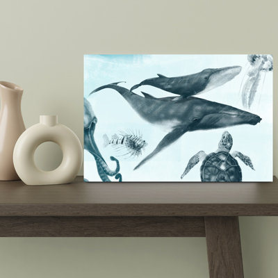 Whales And Ocean Friends by Annelien Smet - Wrapped Canvas Print
