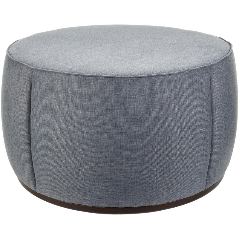 Alexandria 36" Round Ottoman, Gray Polyurethane/Polyester
