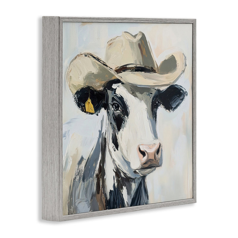 Cowboy Carl Cow, estampe numérique, conception de Tina LeCour, H 17 po x l 17 po, Estampe numérique Farmhouse