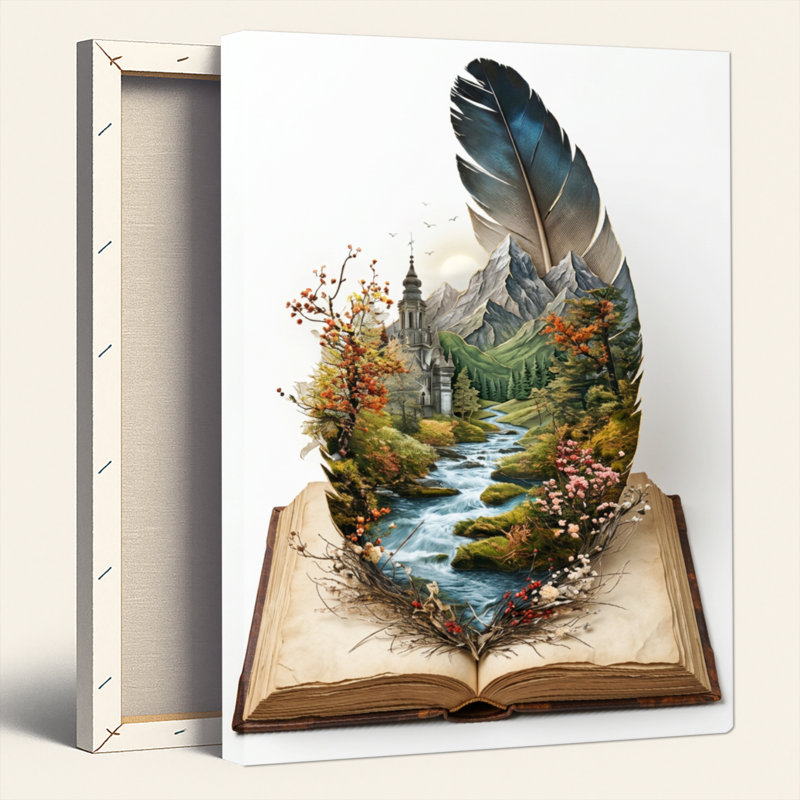 Paysage fantastique, art mural sur toile, ensemble de 1, H 36 po x l 24 po, Toile tendue