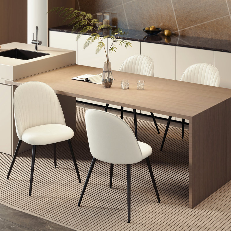 Ensemble de 4 chaises de salle à manger modernes pour le salon, blanc crème