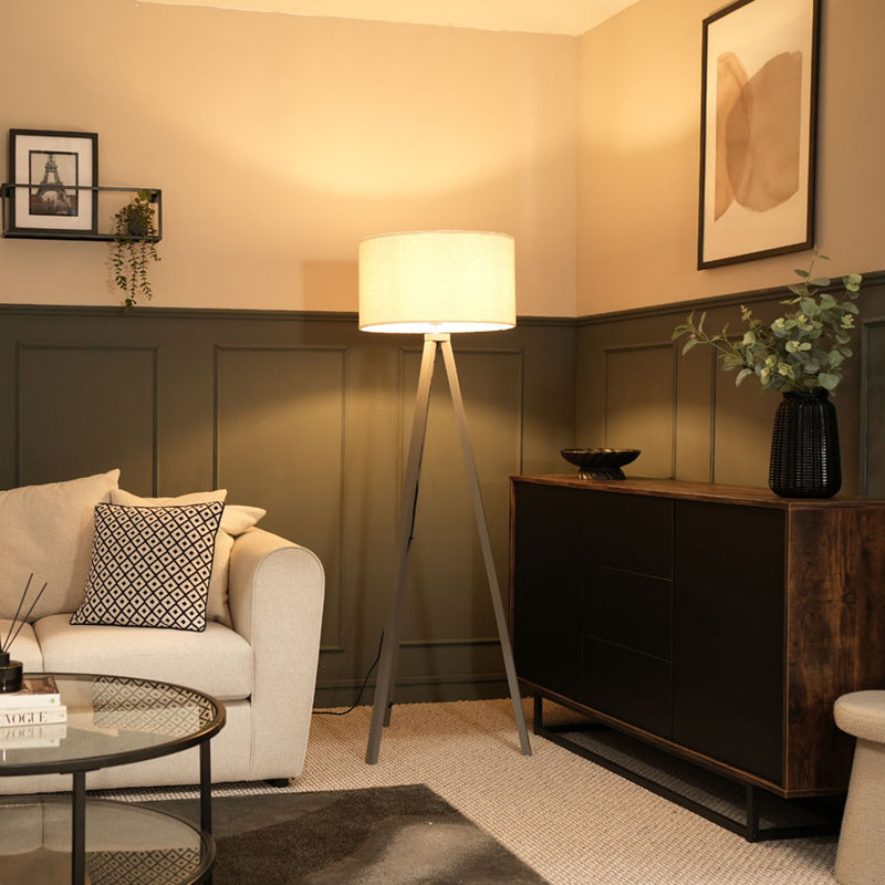 Baleine 132cm Tripod Floor Lamp Set, Yes, Polished, Cream