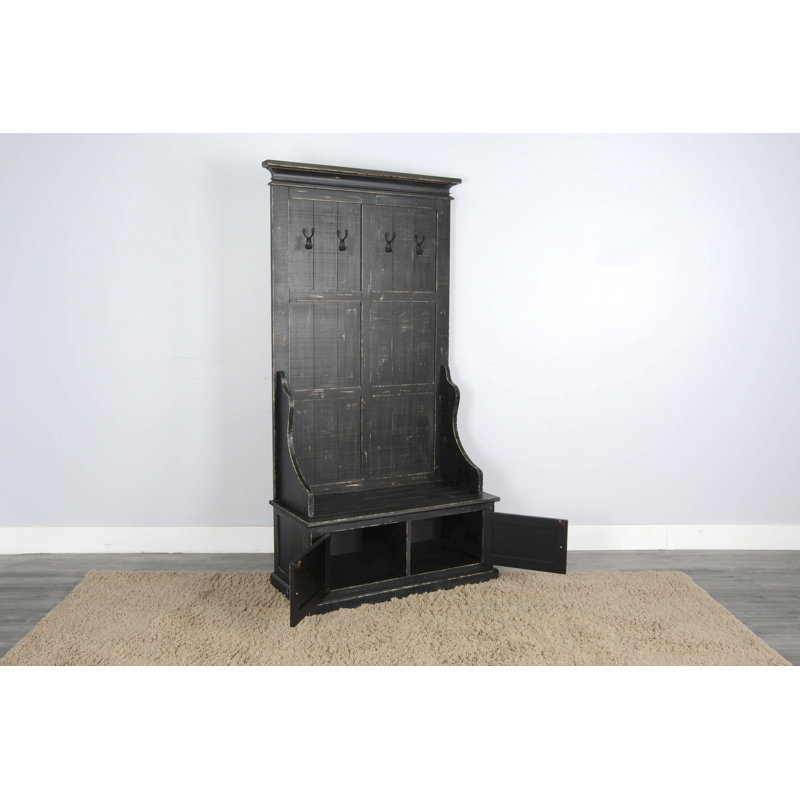 Apollinaris Hall Tree 40'' Wide with Bench, Black Sand