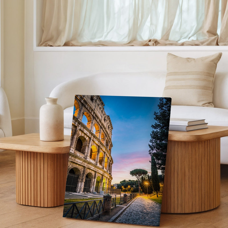 Reproduction d'art sur toile, une vue majestueuse du Colisée à Rome au crépuscule, H 20 po x l 20 po