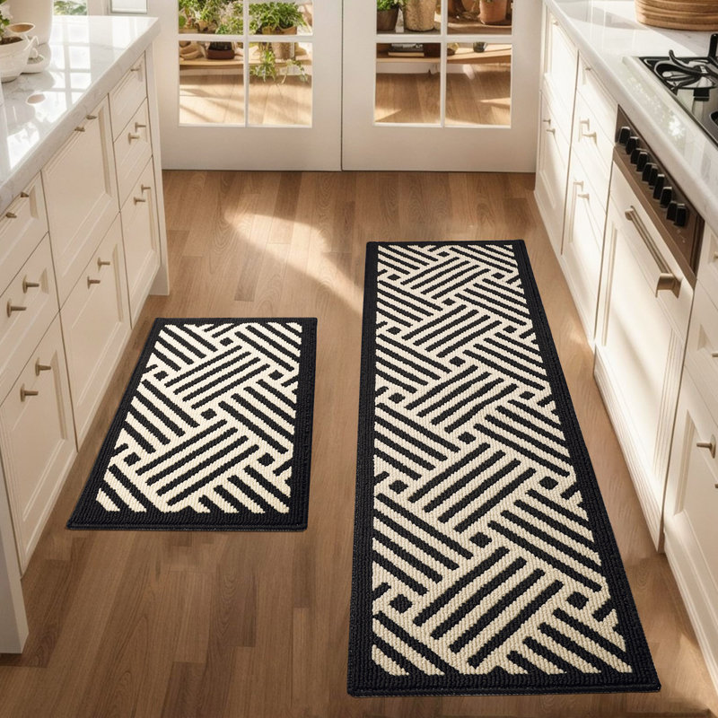 Ensemble de tapis de cuisine antidérapant 2 pièces Donrico, Tapis de couloir 17 po x 28 po + Tapis de couloir