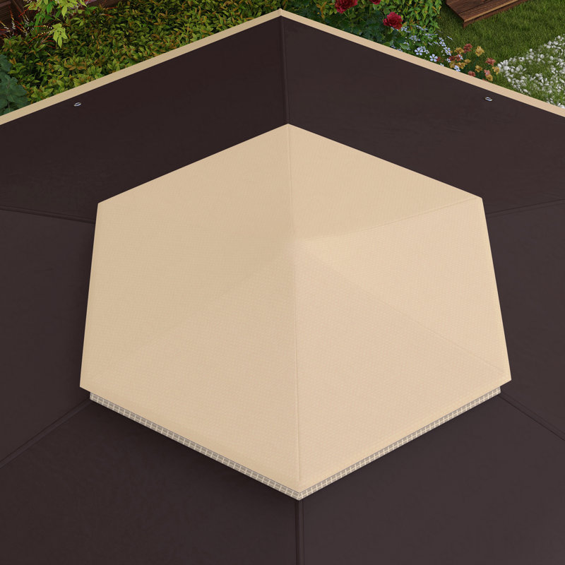 Pavillon de jardin escamotable 13X13FT, moustiquaire à utiliser avec cadre en acier (beige)