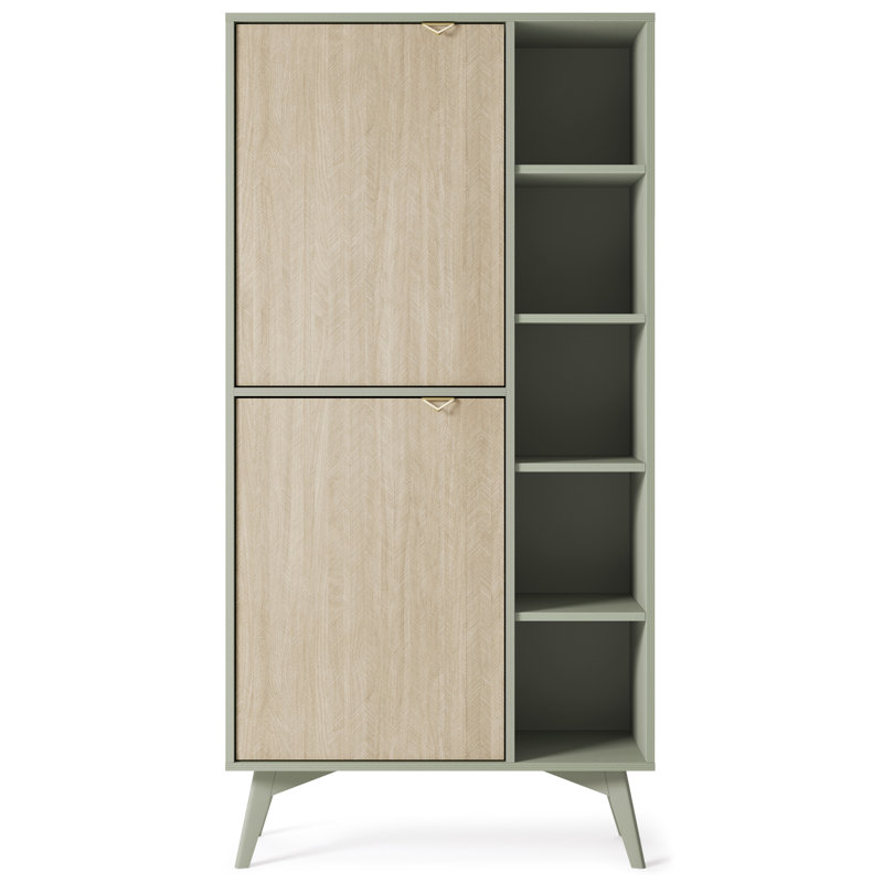 Amata 80cm Sideboard, Light Sage Matt/Oak Scandi