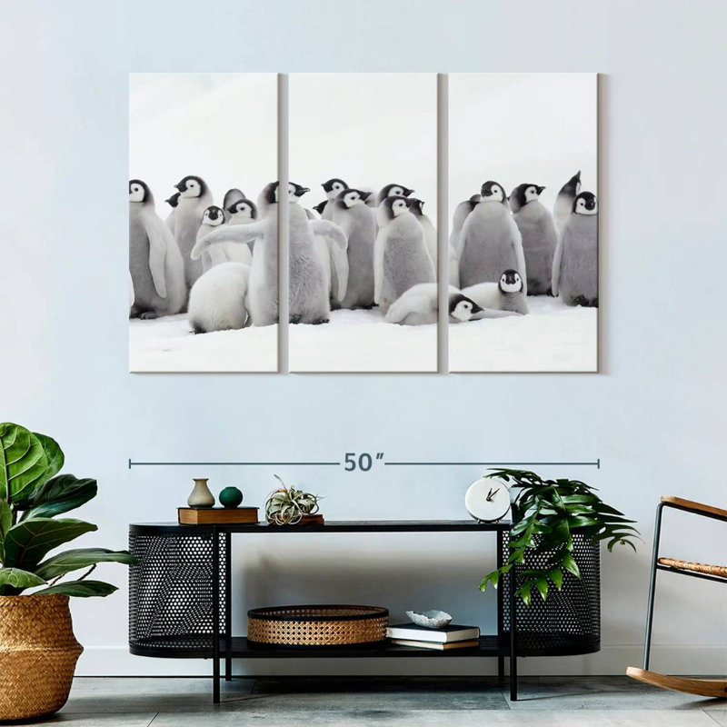 Brampt Young Emperor Penguins, 32" H x 50" W