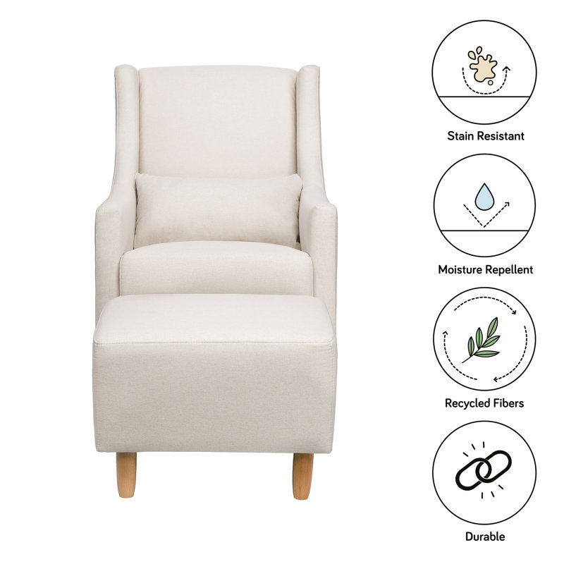 Toco Performance Cream Eco-Weave Swivel Glider with Ottoman