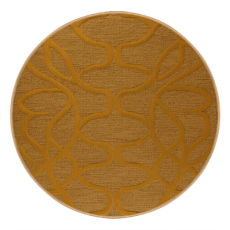 Tapis brun treillis lavable à la machine, Rond 4 pi