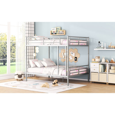 Sliver Full Over Bunk Bed - Comfortable For Shared Bedrooms Metal Bed, Stable Construction
