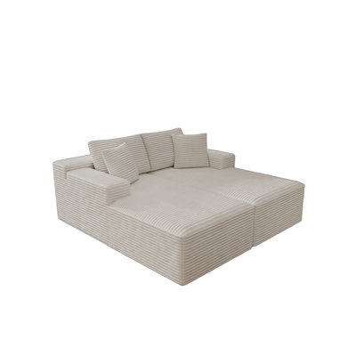 70.8*68.9"Modular Sectional Sofa Seat,Upholstered Compressed Couch For Living Room,Bedroom,Apartment,No Assembly Required,2PC Free Combination,Plush Corduroy Fabric,WHITE