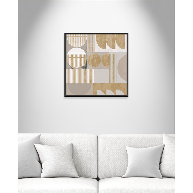 Golden Balance I Print par , Toile avec cadre, 25.5'' W x 25.5'' H, Cadre flottant noir