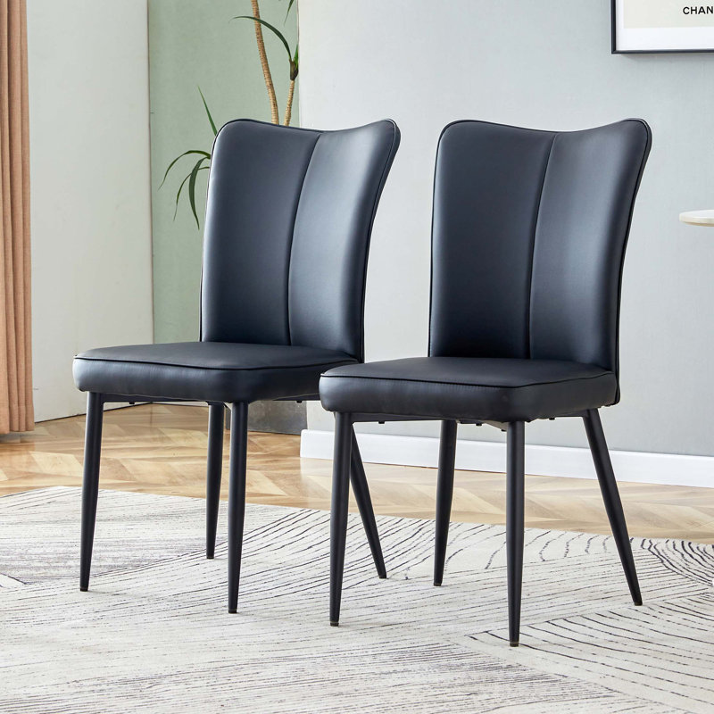 Ensemble de chaises modernes en polyuréthane - 2 pièces, le dossier a une conception verticale et lisse, des pieds en métal