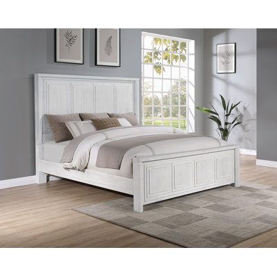 Red Barrel Studio® Aldergrove Panel Bed Frame W Headboard, Footboard And Rails | Contemporary Modern Farmhouse Bedroom Furniture | Mattress/box Spring Required, Not Included | Cerused White Oak Wood