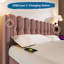 Velvet Grille-Panel Bed With Charging Station-459004536-459004538