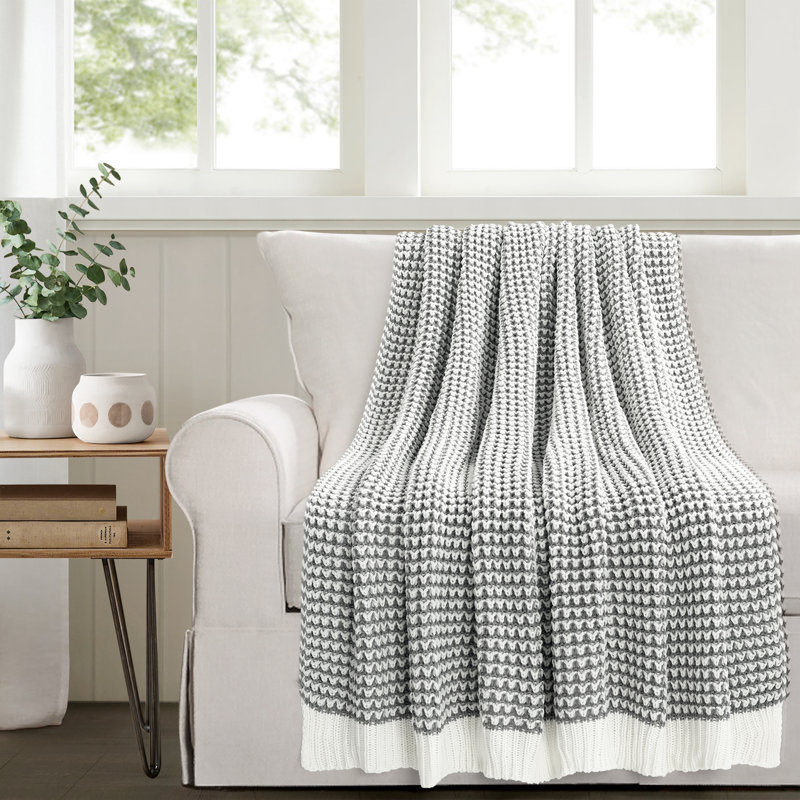 Jeté tricoté chic et doux Keil, Gris