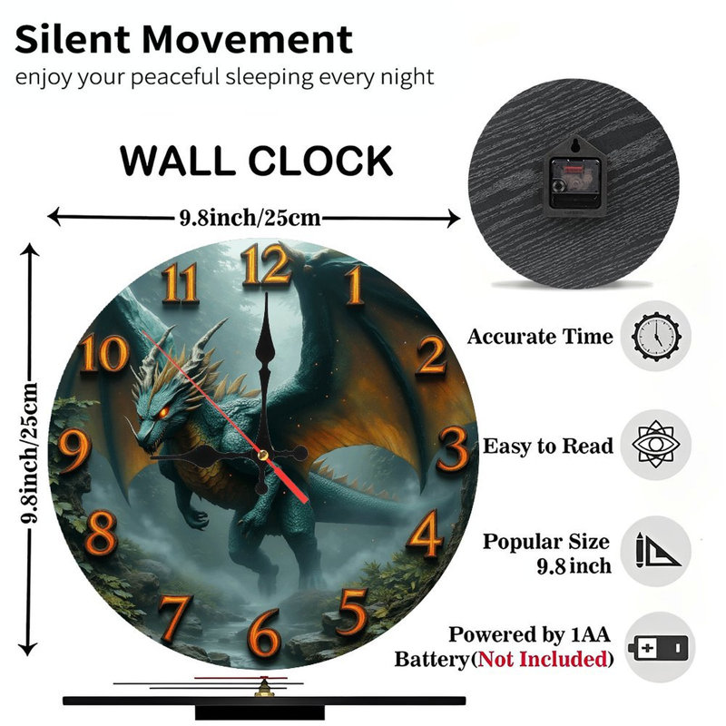 Horloge murale fantaisie dragon