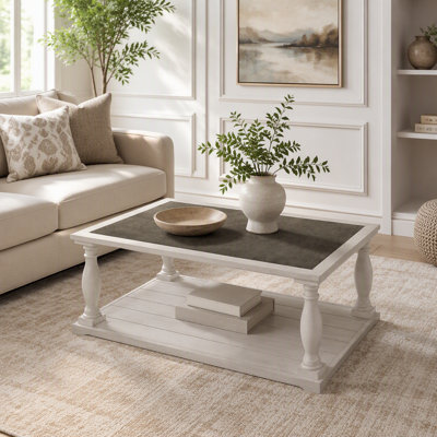 Farmhouse Rectangular Coffee Table with Turned Spindle Legs