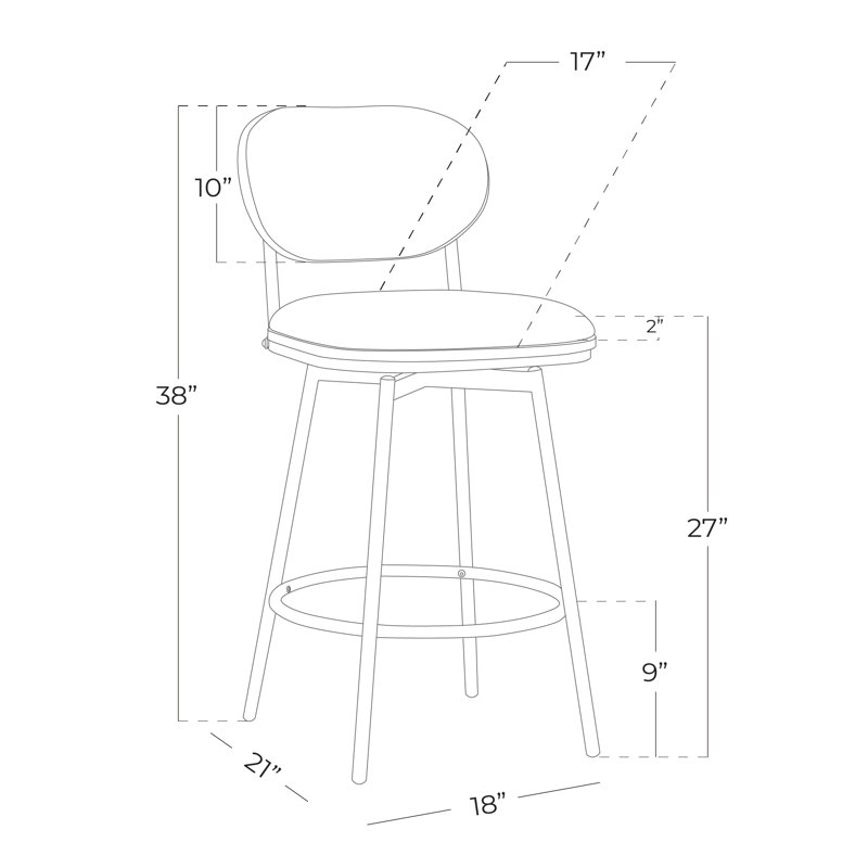 Tabouret pivotant et en métal Avriel, Gris sableux, 2, Tabouret de comptoir avec siège d'une hauteur de 