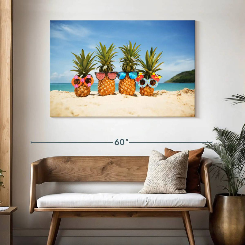 Yarlin Summer Beach Pineapples, 32" H x 48" W