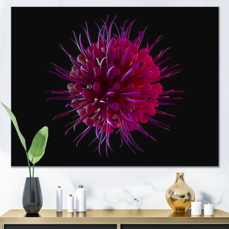 Impression sur toile mauve à motif floral cosmique, H 24 po x l 36 po x P 1,5 po, Toile tendue