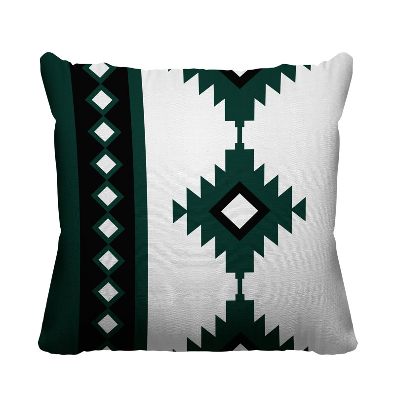 Coussin intérieur / extérieur Carlos Southwestern, L 19 po x H 19 po, Émeraude