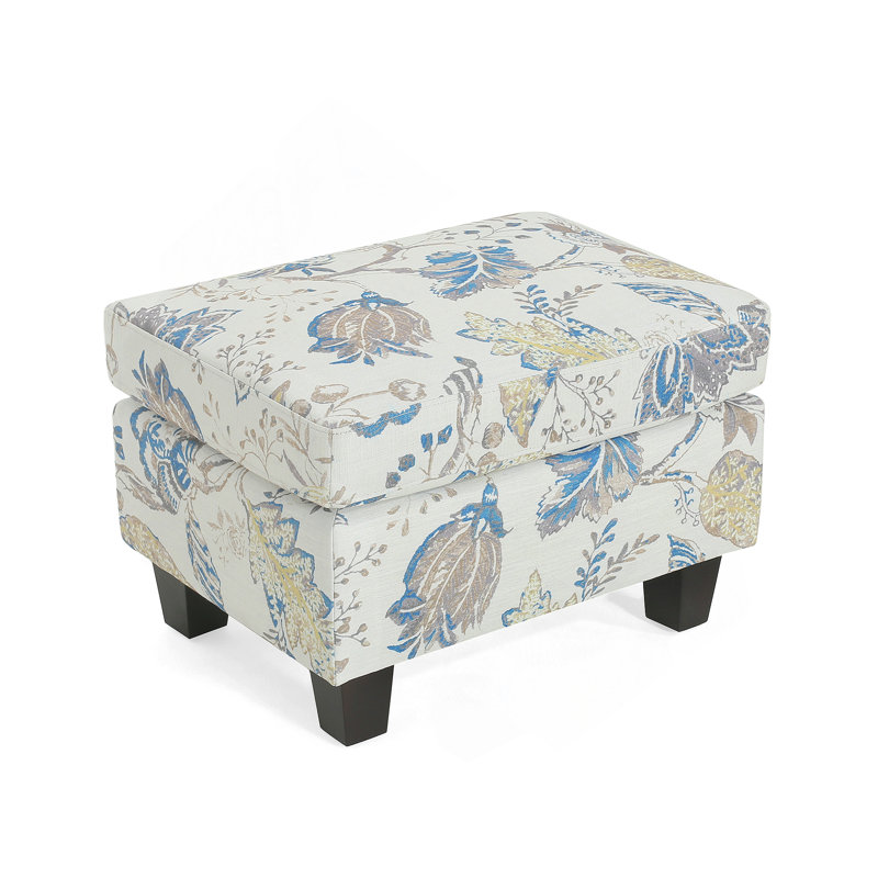 Repose-pieds rembourré, beige et bleu