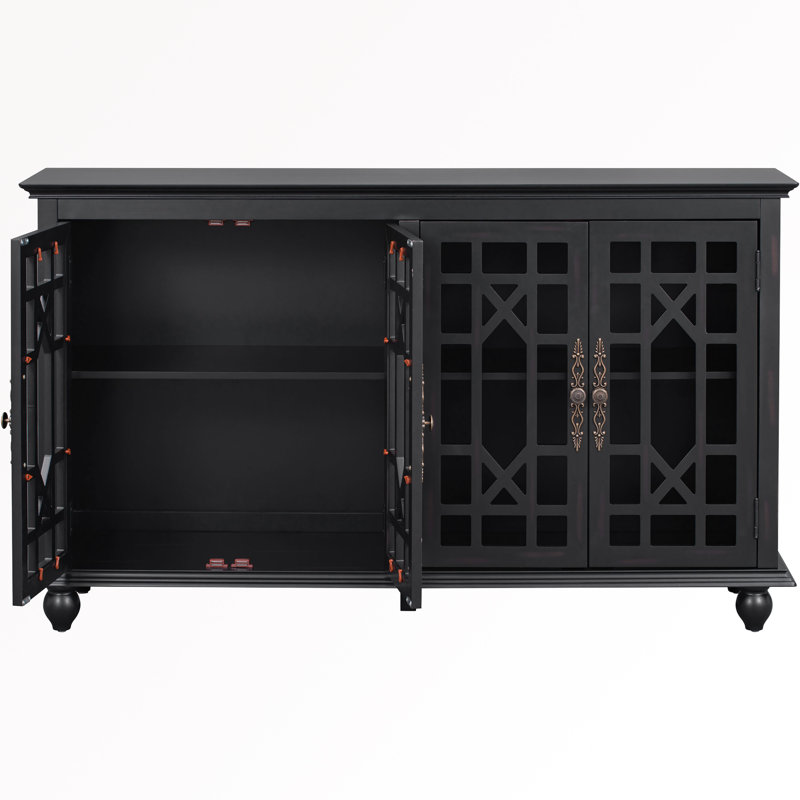 Damaria 60" Sideboard, Storage Credenza, Dining Cabinet with Adjustable Height Shelves, Black