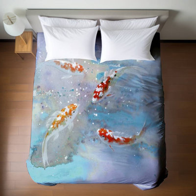 Housse de couette Koi Fish - literie Blue Water Asian Home Decor
