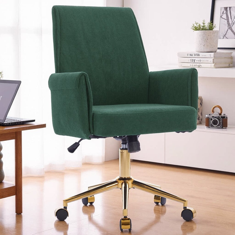 Chaise en velours côtelé - Base dorée et support en S pour votre quotidien, Vert