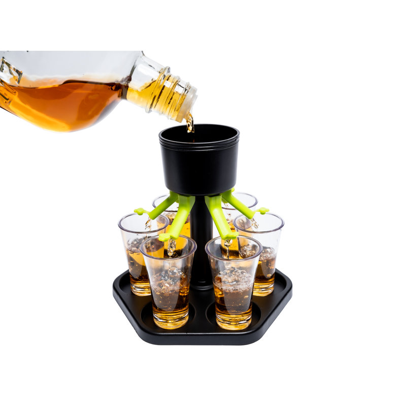 Brethauer-Downing Liquor Shot Dispenser And Pourer Set With Individual Stoppers
