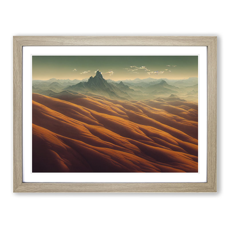 XH1022-8662X Super Mountain Landscape 1 Piece Single Picture Frame Wall Art, 46cm H x 64cm W x 2cm D, Oak