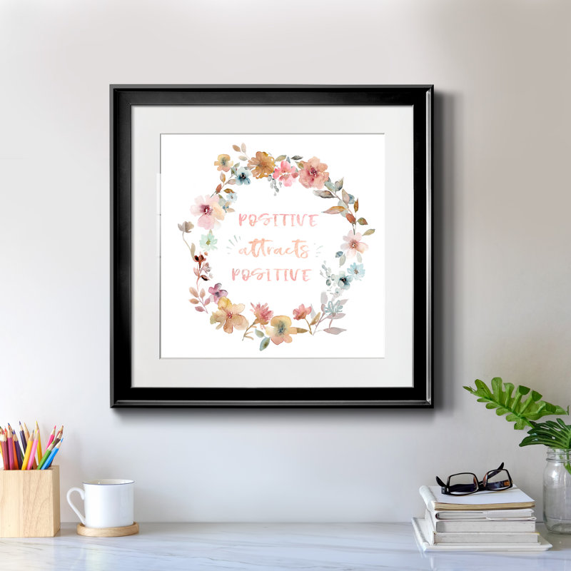 Positif positif attire - encadré, reproduction d'art textuel sur papier, H 30,5 po x l 30,5 po x P 1,5 po