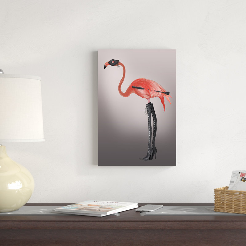 Flamant rose avec des bottes crépues, H 18 po x l 12 po x P 1 po