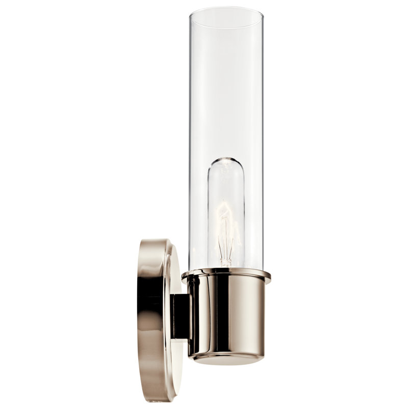 Applique murale 1 lumière 13 "avec verre transparent 13", Nickel poli