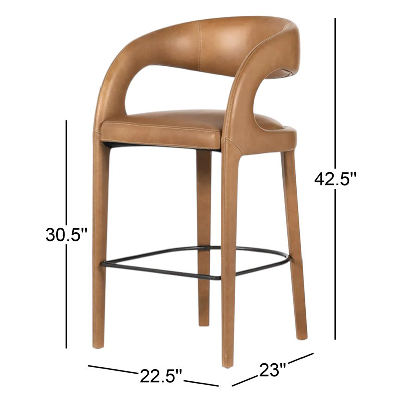 Hawkins Stool, Sonoma Butterscotch/Top Grain Leather, Bar Stool (30.51" Seat Height)