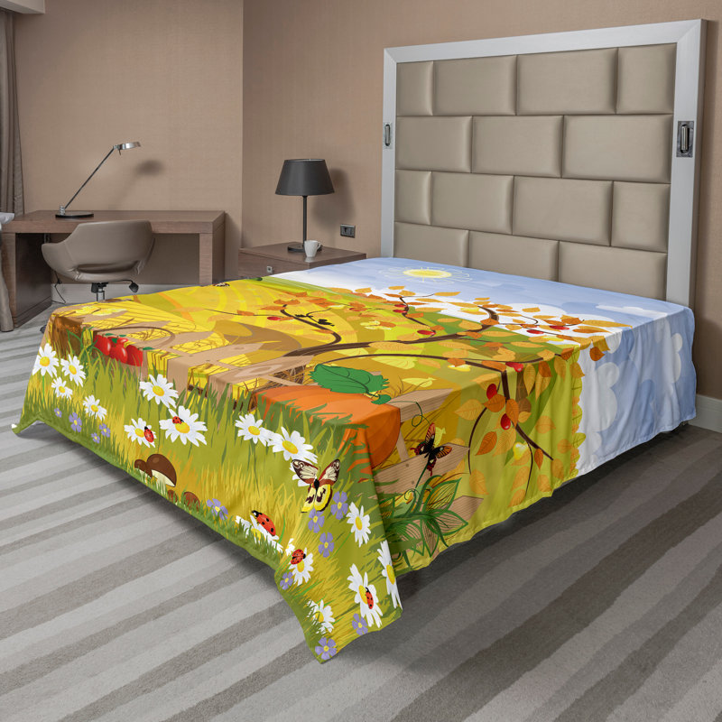 Multicolore Ambesonne, Drap plat de taille double