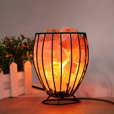 Himalayan Pink Salt Metal Basket With Natural Salt Chunks, With Dimmer Switch And Extra Bulb.…