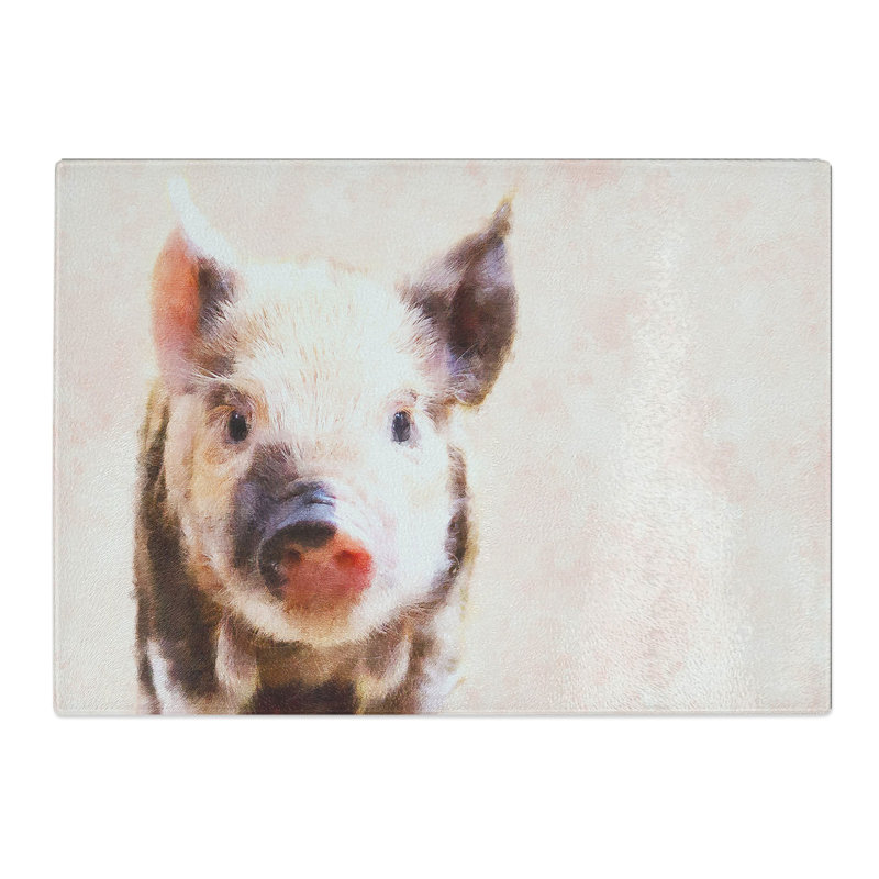 Pig Painting Chopping Board, 0.4cm H x 28.5cm W x 39cm L