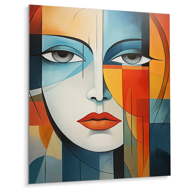 Cubisme géométrique, portrait vii - Cubisme, décoration murale en métal, H 40 po x l 30 po x P 1 po
