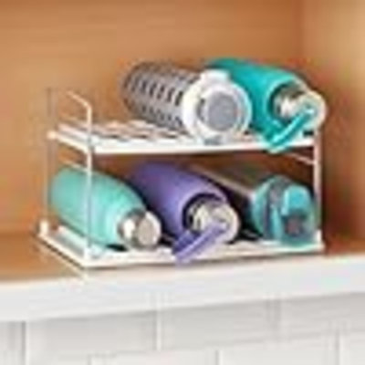 Upspace Water Bottle Organizer, Adjustable Storage Rack For Kitchen Cabinet And Pantry Organization, 2-Shelf